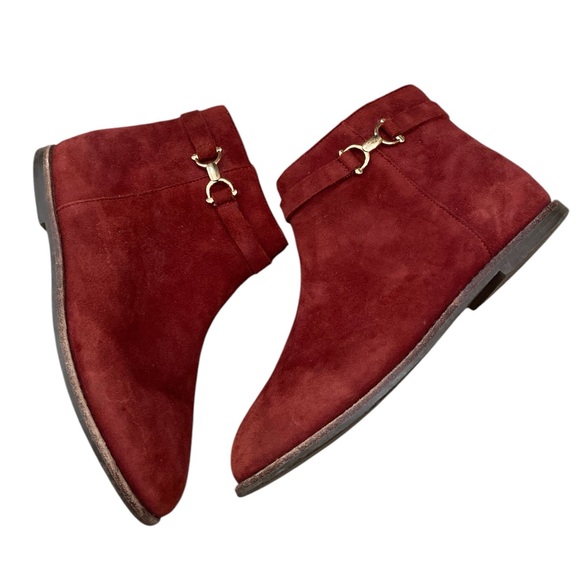 Burgundy suede ankle boots - Picture 2 of 5